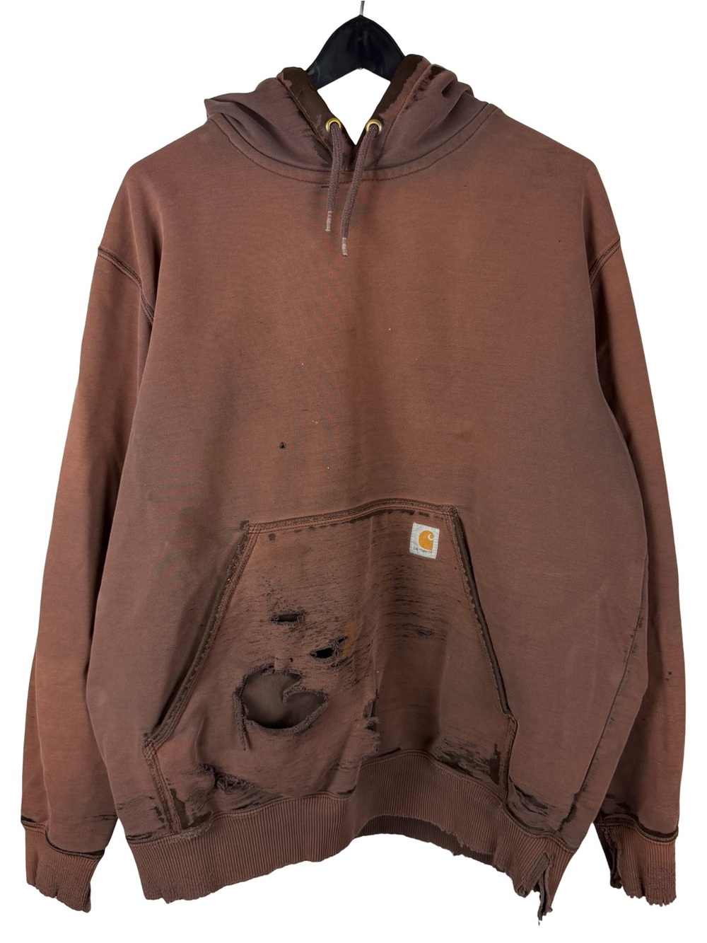Mens Y2K Carhartt Workwear Faded Distressed Grunge Pullover Hoodie Size L